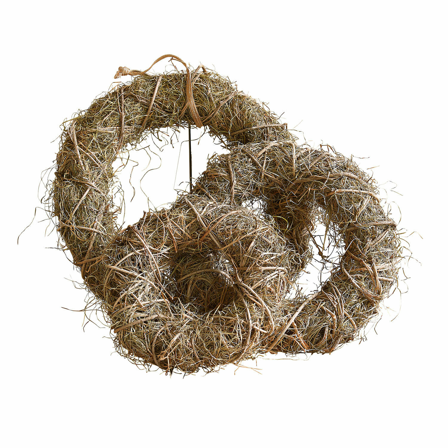 Lot de trois couronnes décoratives Zahar Couronne décorative en paille séchée naturelle de couleur brune pour décoration intérieure