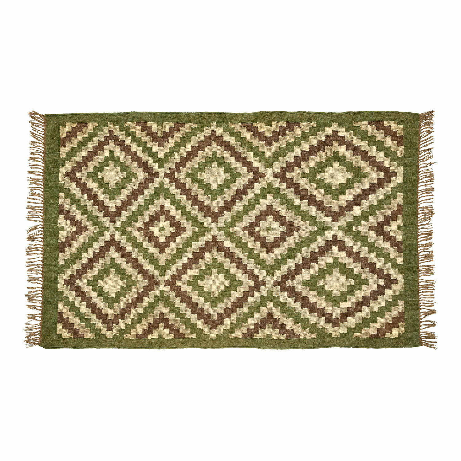 vert/beige Tapis Dailies en tissu avec motif géométrique vert, beige et marron, décoration intérieure moderne