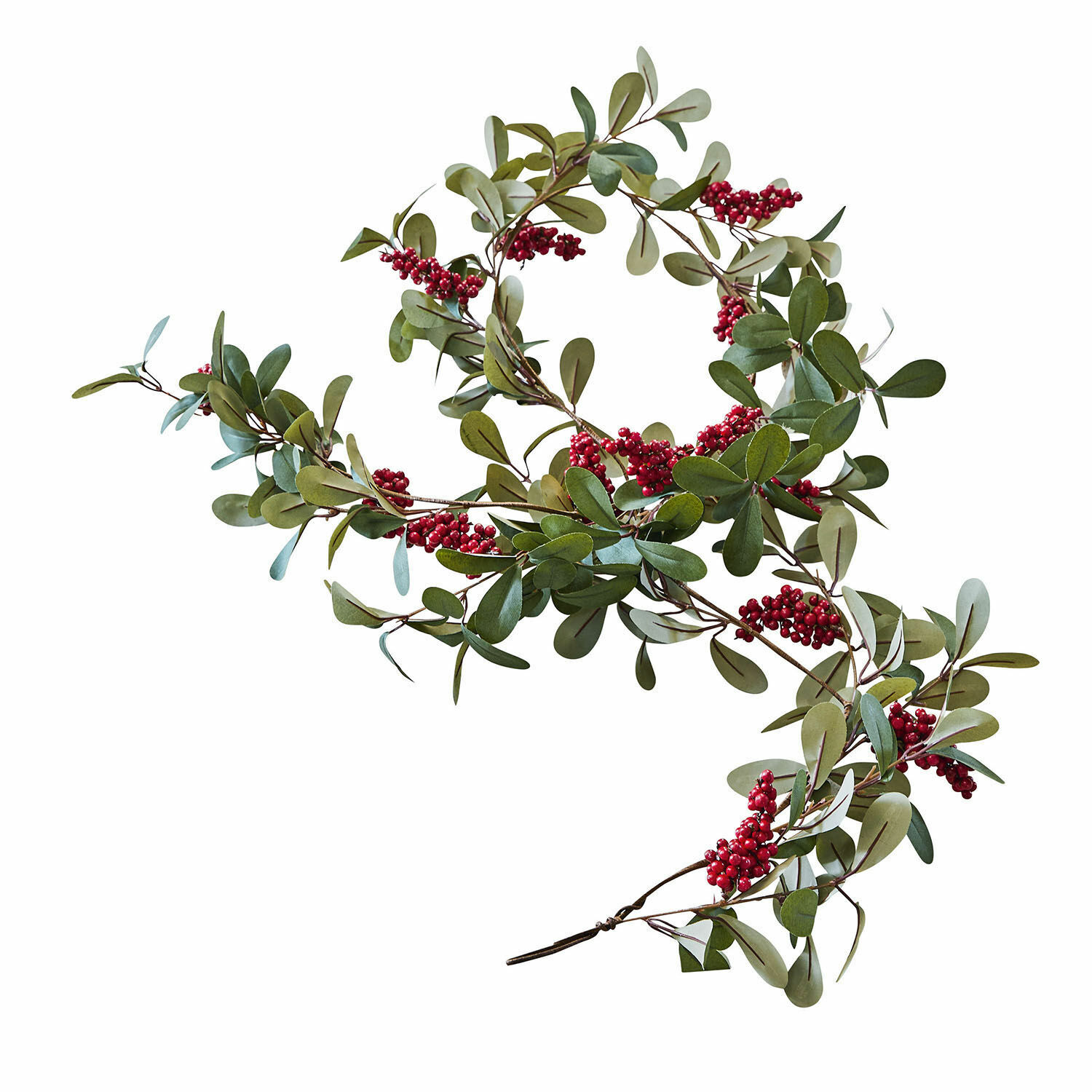 Guirlande Lenius Guirlande décorative avec feuilles vertes et baies rouges pour décoration intérieure festive