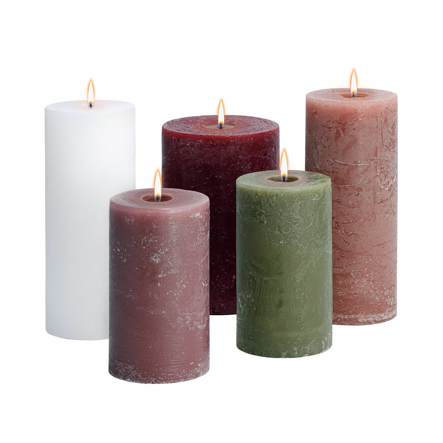 crème/rose/vert Lot de 5 bougies Panagra en cire naturelle crème, rose et vert pour décoration cosy