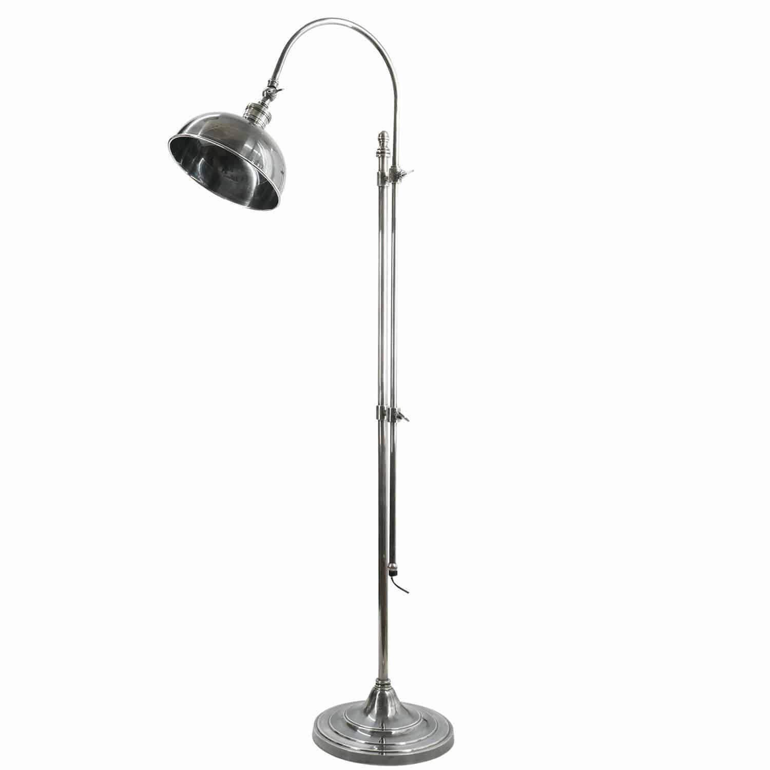 Lampadaire Conway Lampadaire en métal argenté avec abat-jour réglable, design industriel moderne