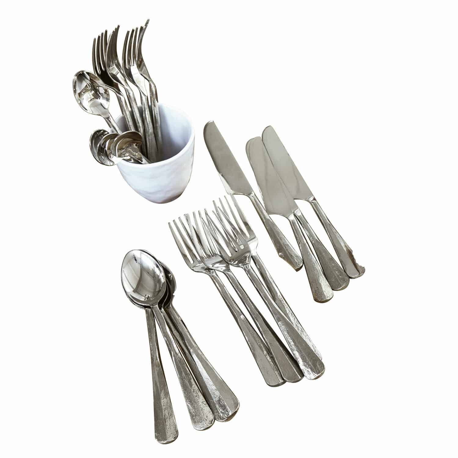 Couverts Malden Ensemble de couverts en acier inoxydable argenté avec couteaux, fourchettes et cuillères