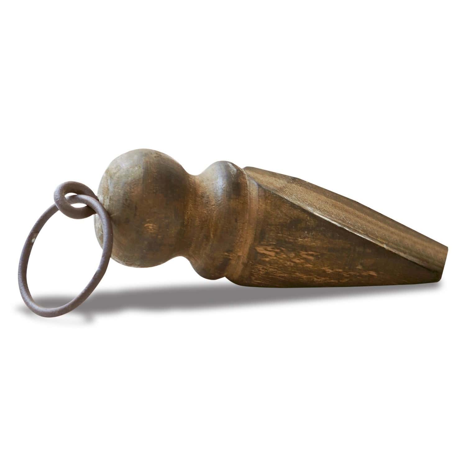 Arrêt de porte Pim Coin en bois brun avec anneau en métal, accessoire décoratif et outil pratique pour la maison