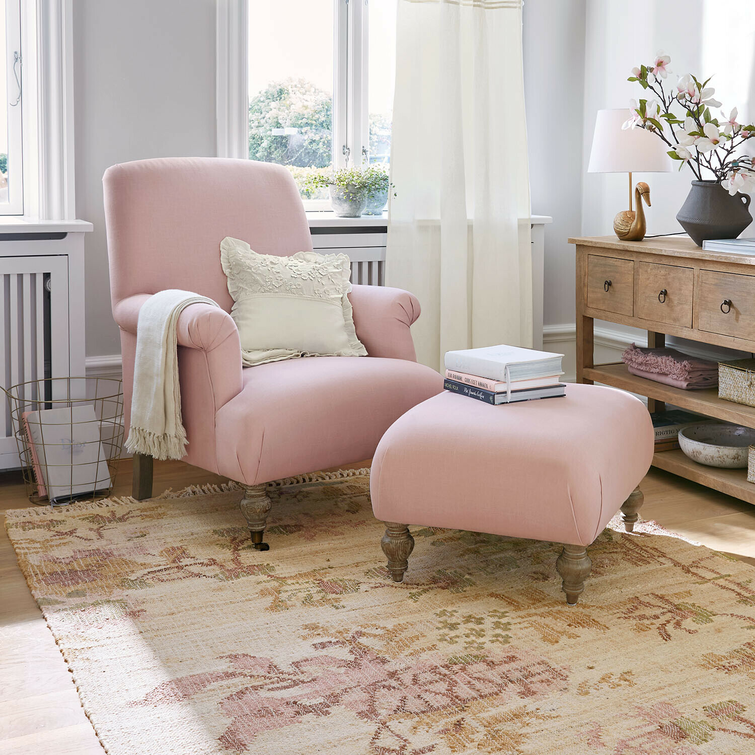 Fauteuil avec repose-pieds Rose de Lumière
