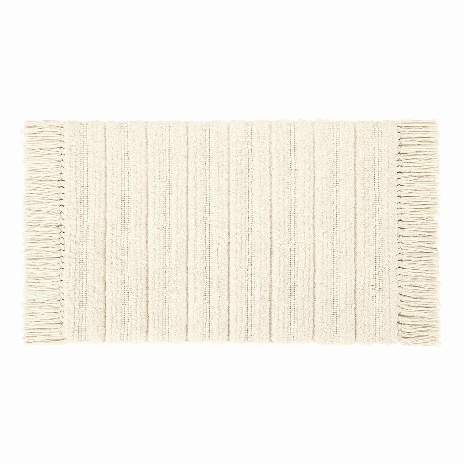 crème Tapis de bain crème doux avec franges, absorbant et décoratif pour salle de bain