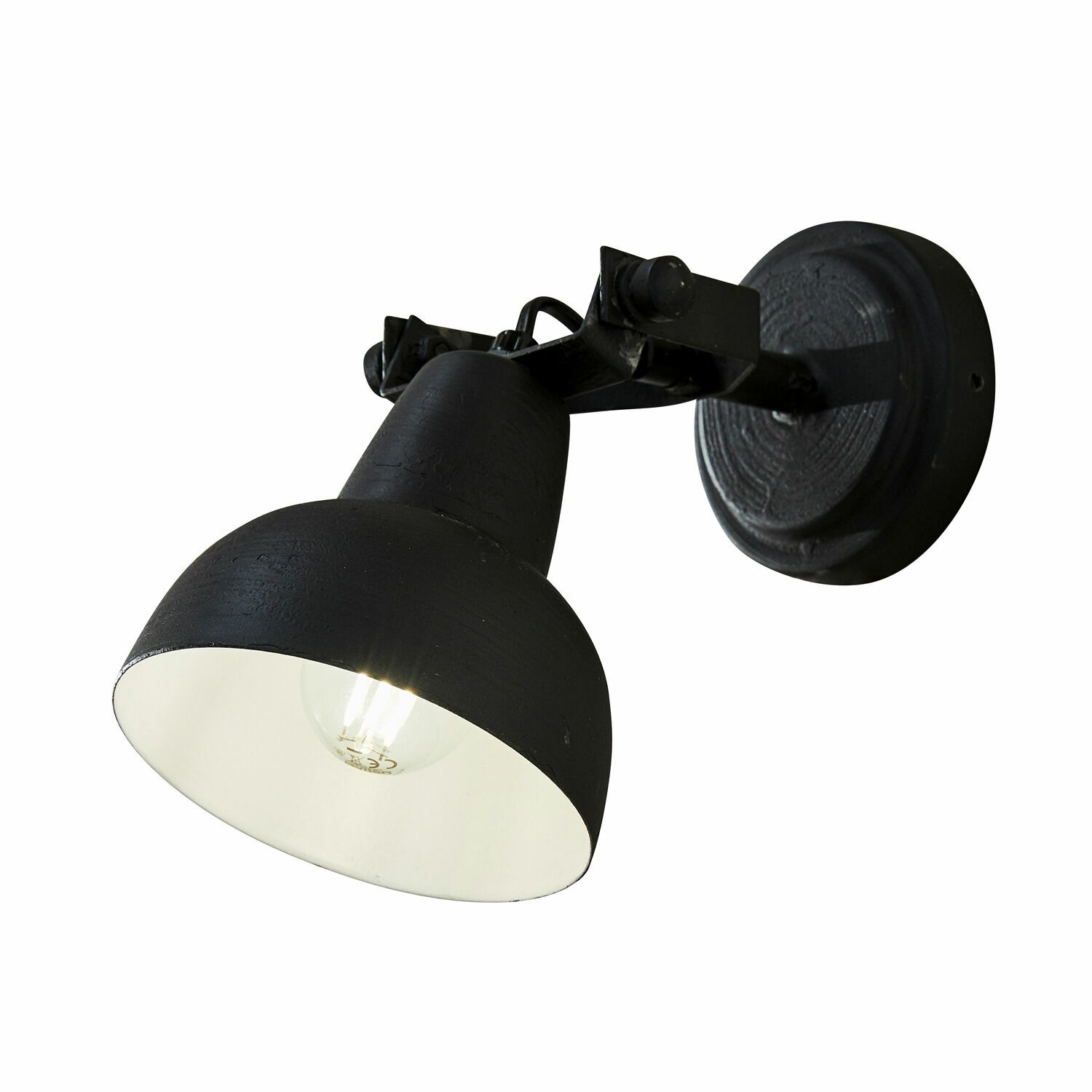noir Applique murale noire Rieke en métal avec intérieur blanc, éclairage moderne pour intérieur