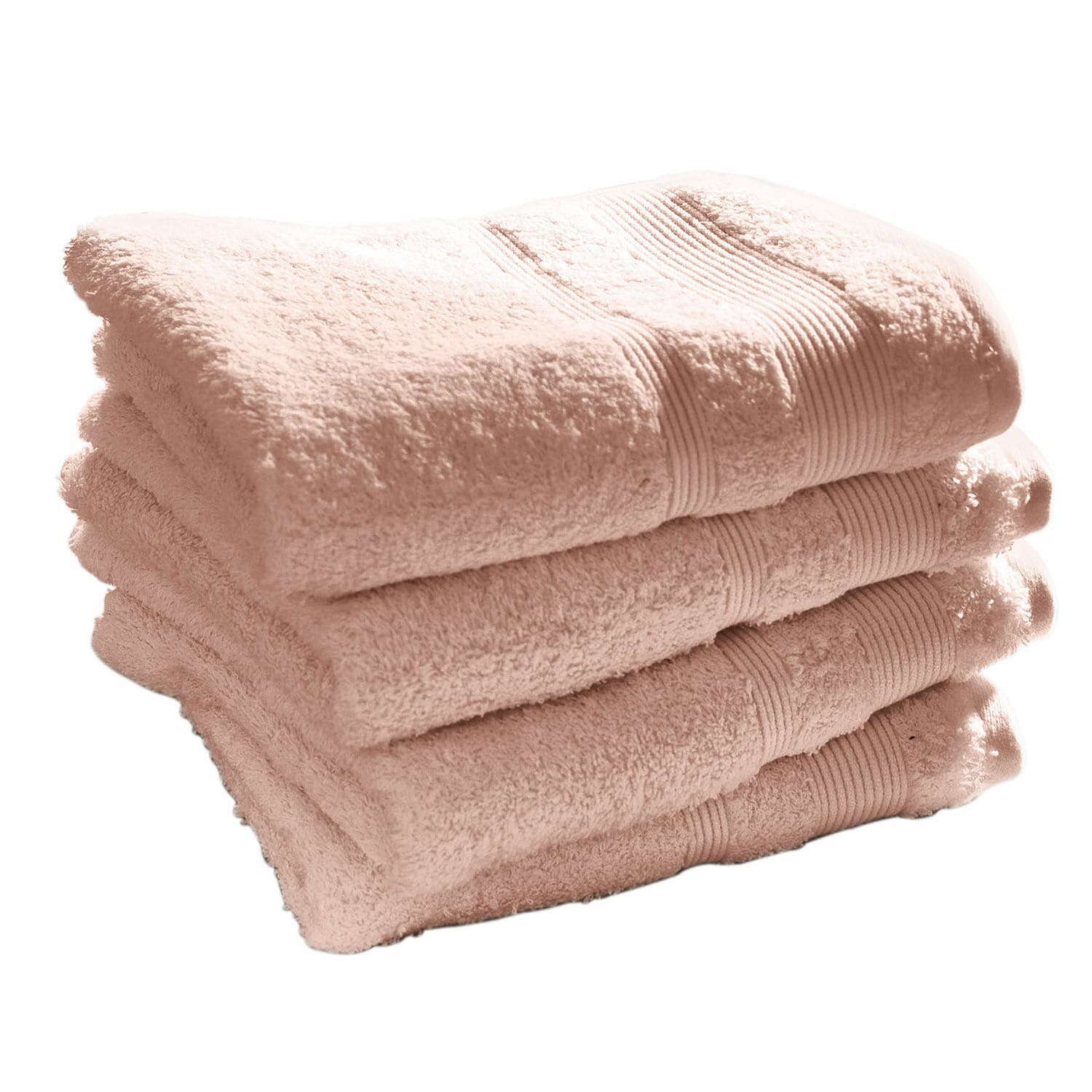 Lot de 4 serviettes Bourogne Serviettes en coton roses douces empilées, parfaites pour la salle de bain et un usage quotidien