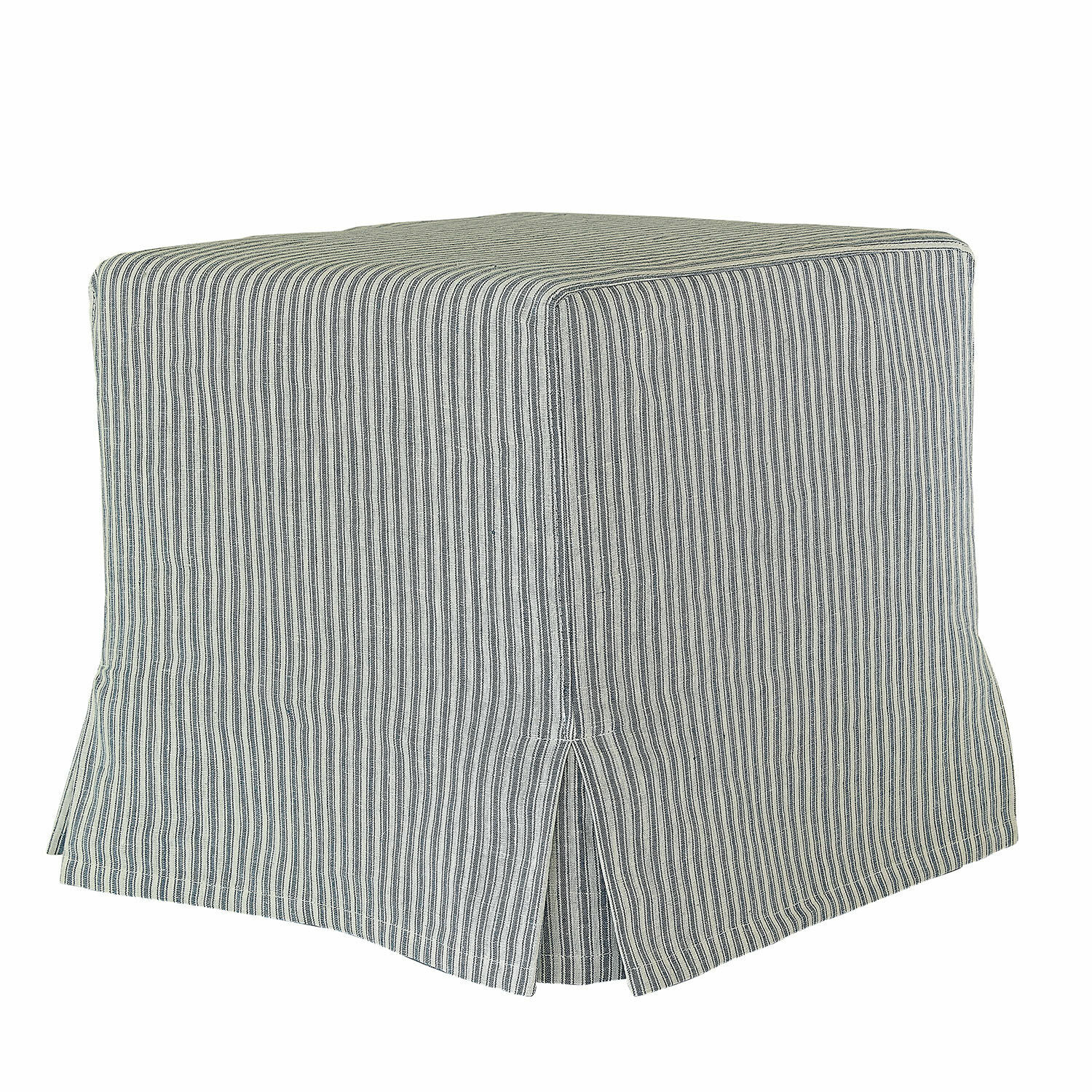 blanc/bleu Pouf Ulysette blanc et bleu en tissu rayé, siège confortable et élégant pour salon