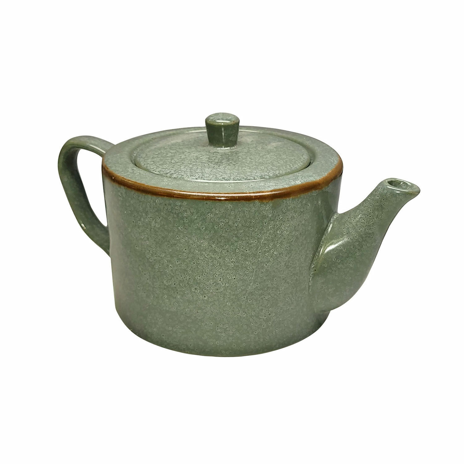 Théière Biarré Théière en céramique verte avec couvercle et bord brun pour infusion de thé