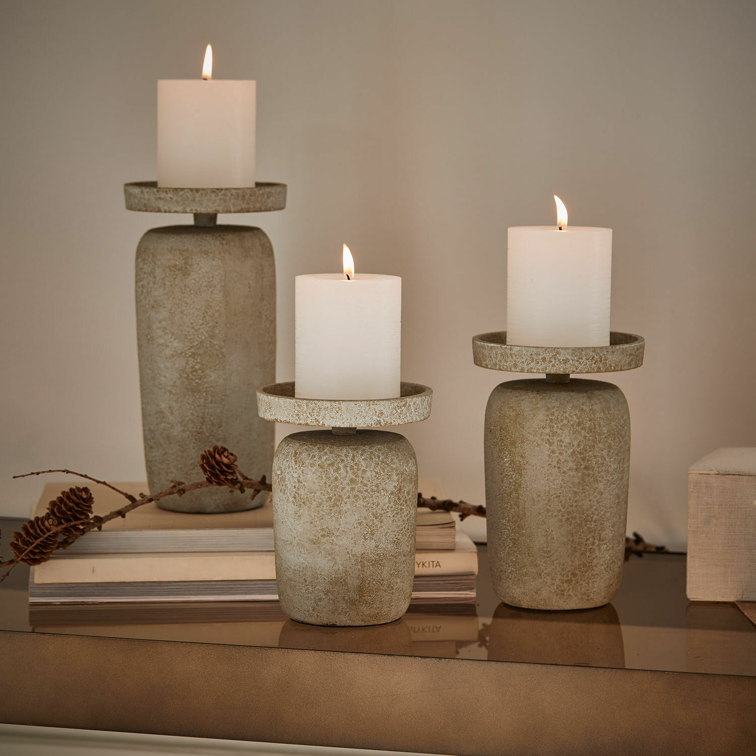 Lot de 3 bougeoirs Amsley