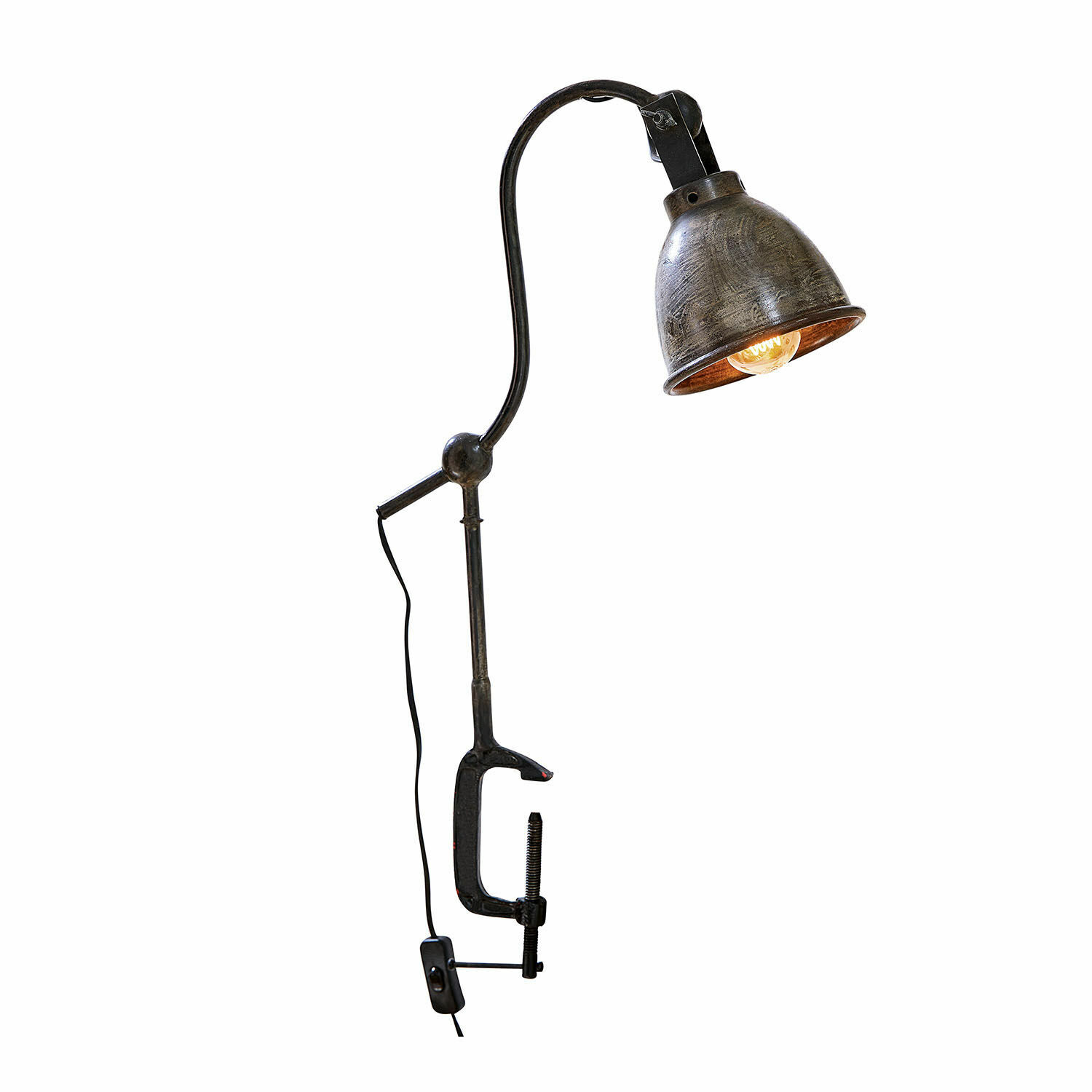 Lampe à pince Parkville Lampe en métal noir avec pince, réglable pour bureau ou étagère, éclairage LED pratique