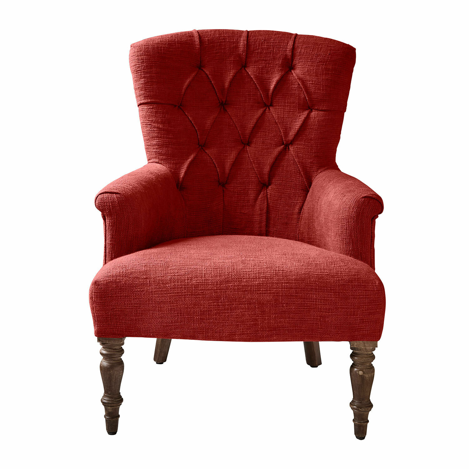 rouge Fauteuil rouge Hinsdale en tissu avec dossier capitonné et pieds en bois pour salon
