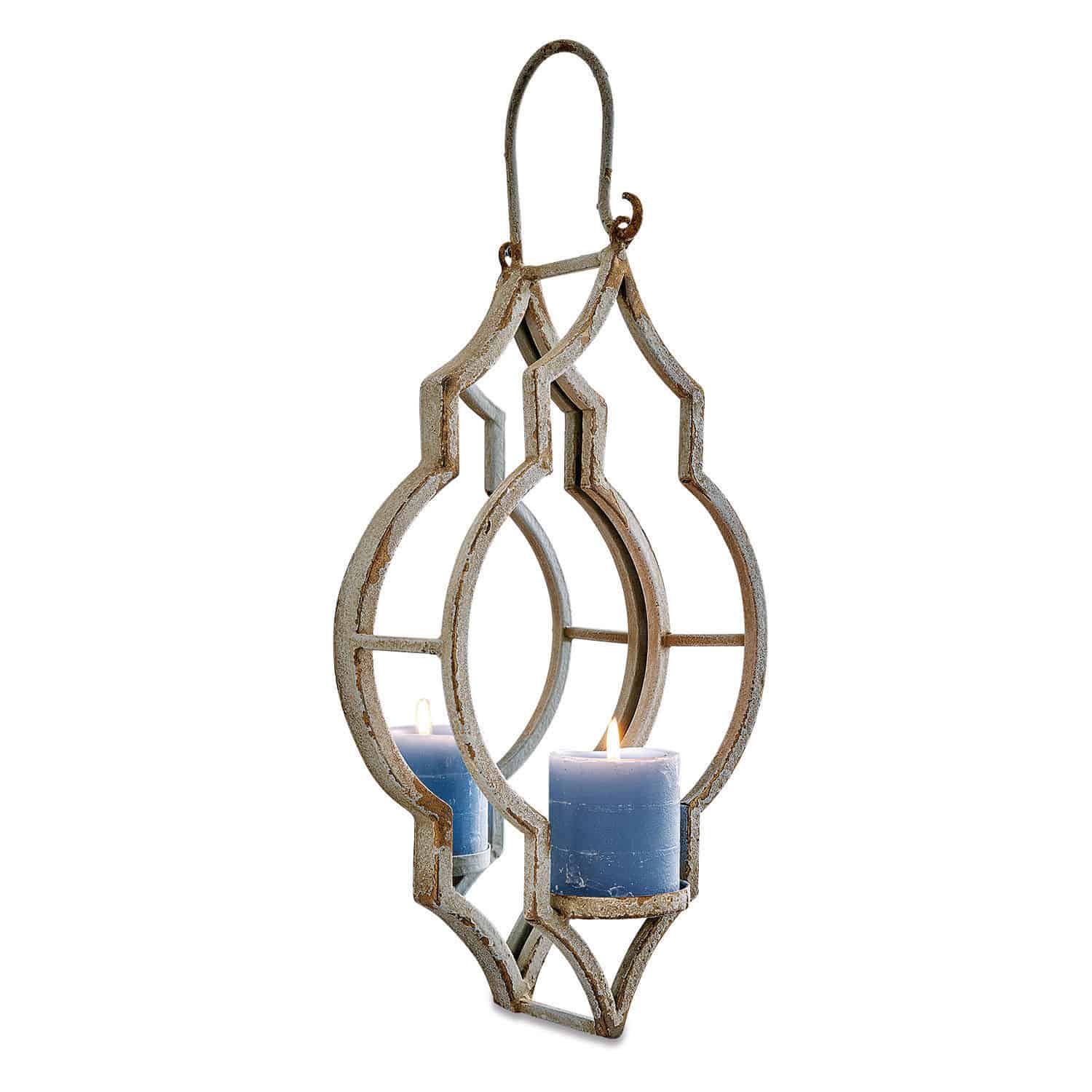 Chandelier mural Salmagne Applique murale en métal avec miroir et bougie bleue, style rustique pour décoration intérieure