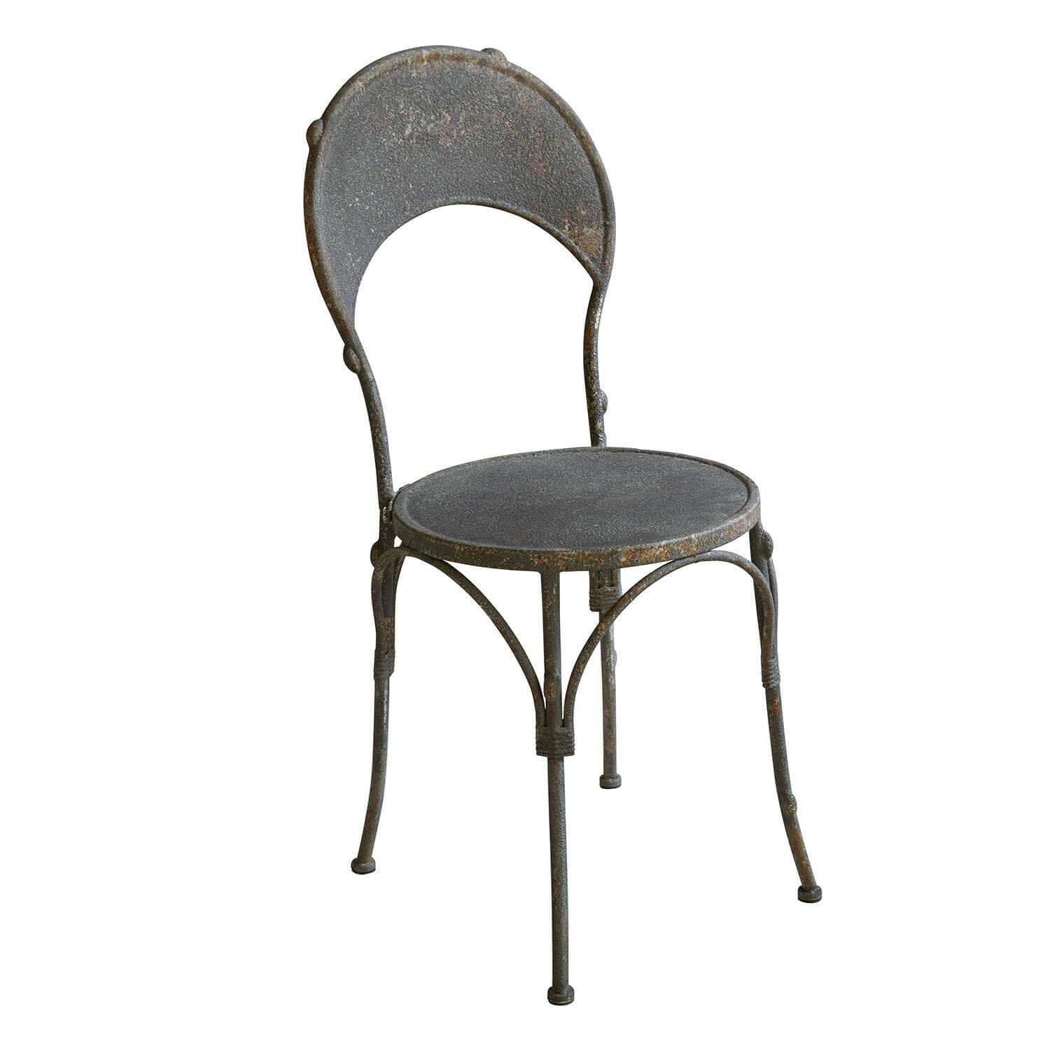 Chaise Delivora Chaise de jardin en métal vintage avec patine gris foncé et assise ronde robuste