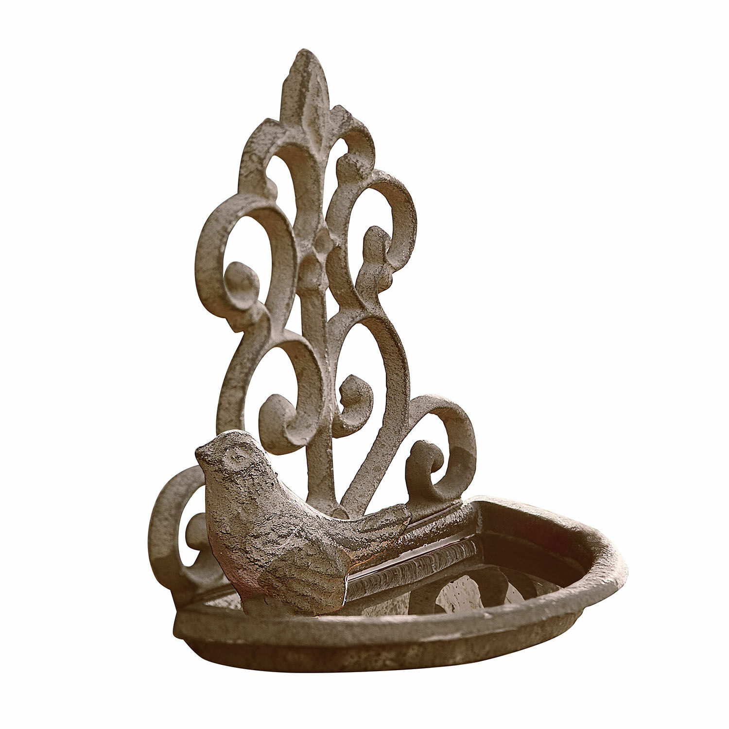 Mangeoire pour oiseaux Raphinette Bassin décoratif en métal brun avec oiseau et motif ajouré pour jardin extérieur