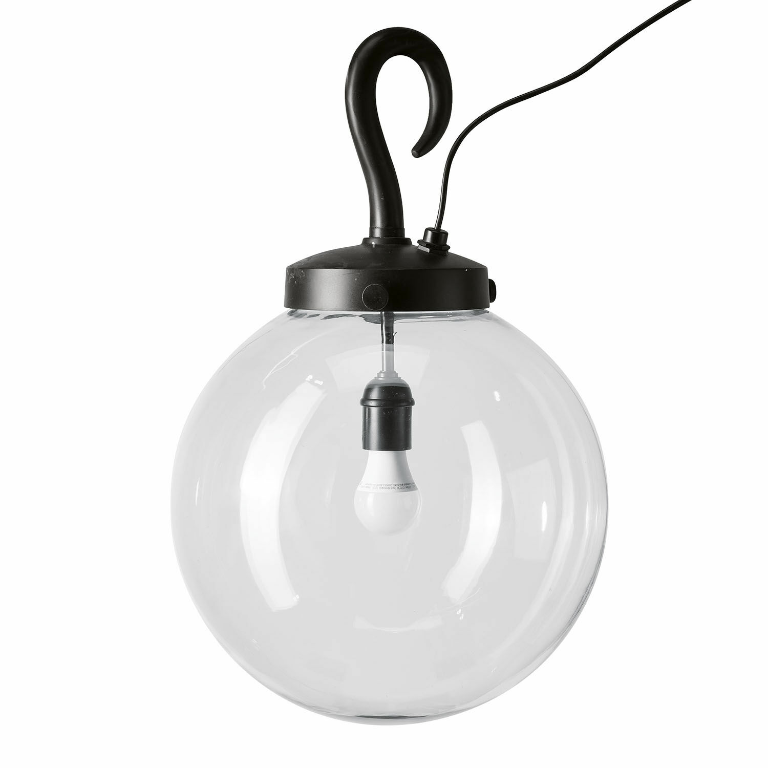 Lampe de jardin Marey ronde en métal noir et verre transparent, éclairage extérieur moderne