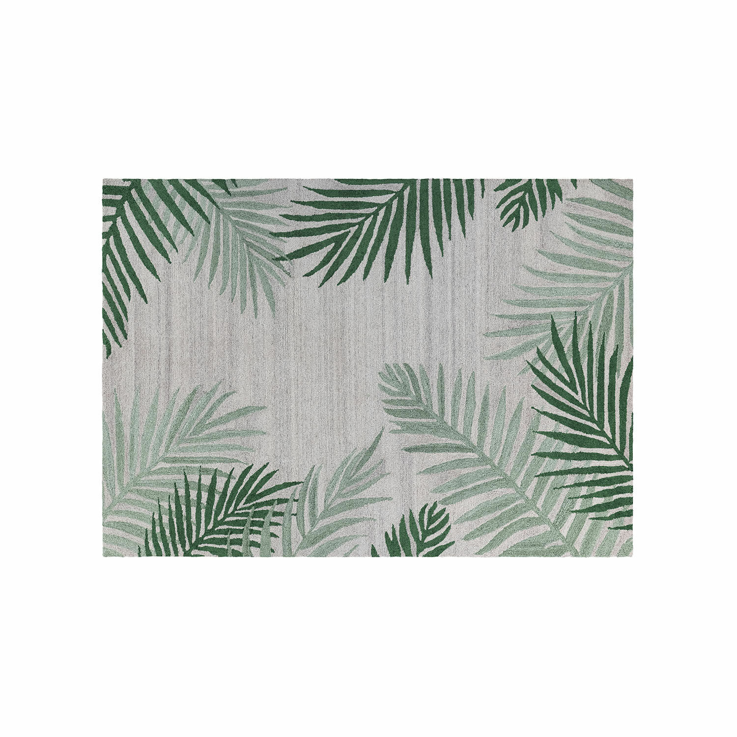 Tapis d'intérieur et d'extérieur Marly Tapis gris avec motif feuilles de palmier vertes, décoration intérieure tendance, style nature