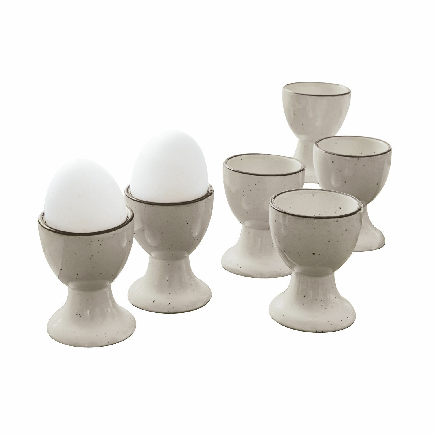 gris Ensemble de 6 coquetiers en céramique grise Biarritz pour petit-déjeuner élégant