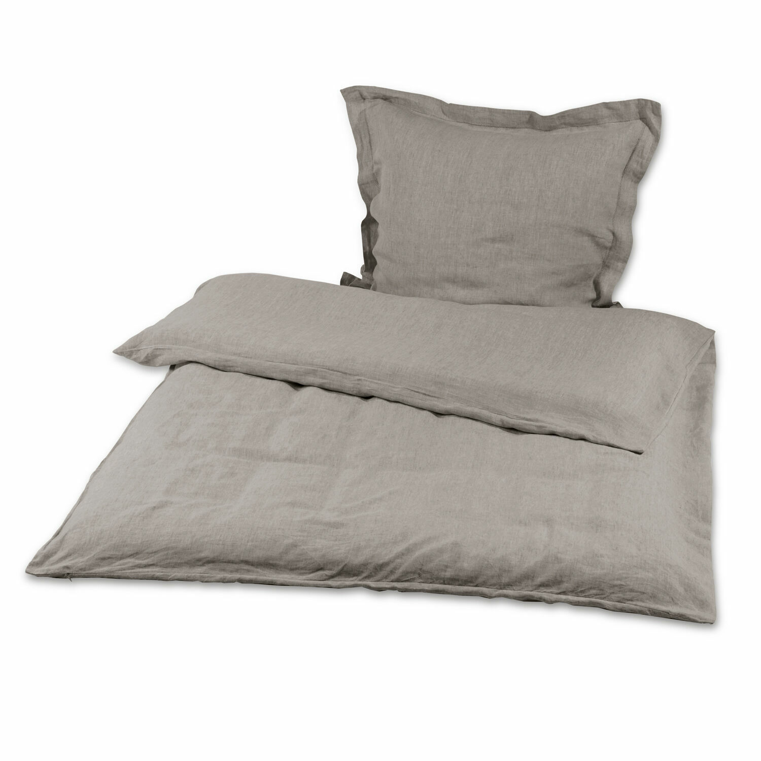gris Parure de lit Kilanema en lin gris doux, parfaite pour une chambre confortable et élégante