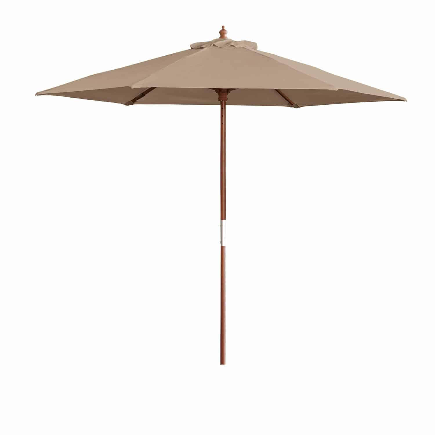 Parasol Enfield Parasol de jardin beige avec structure en bois, parfait pour terrasse et jardin