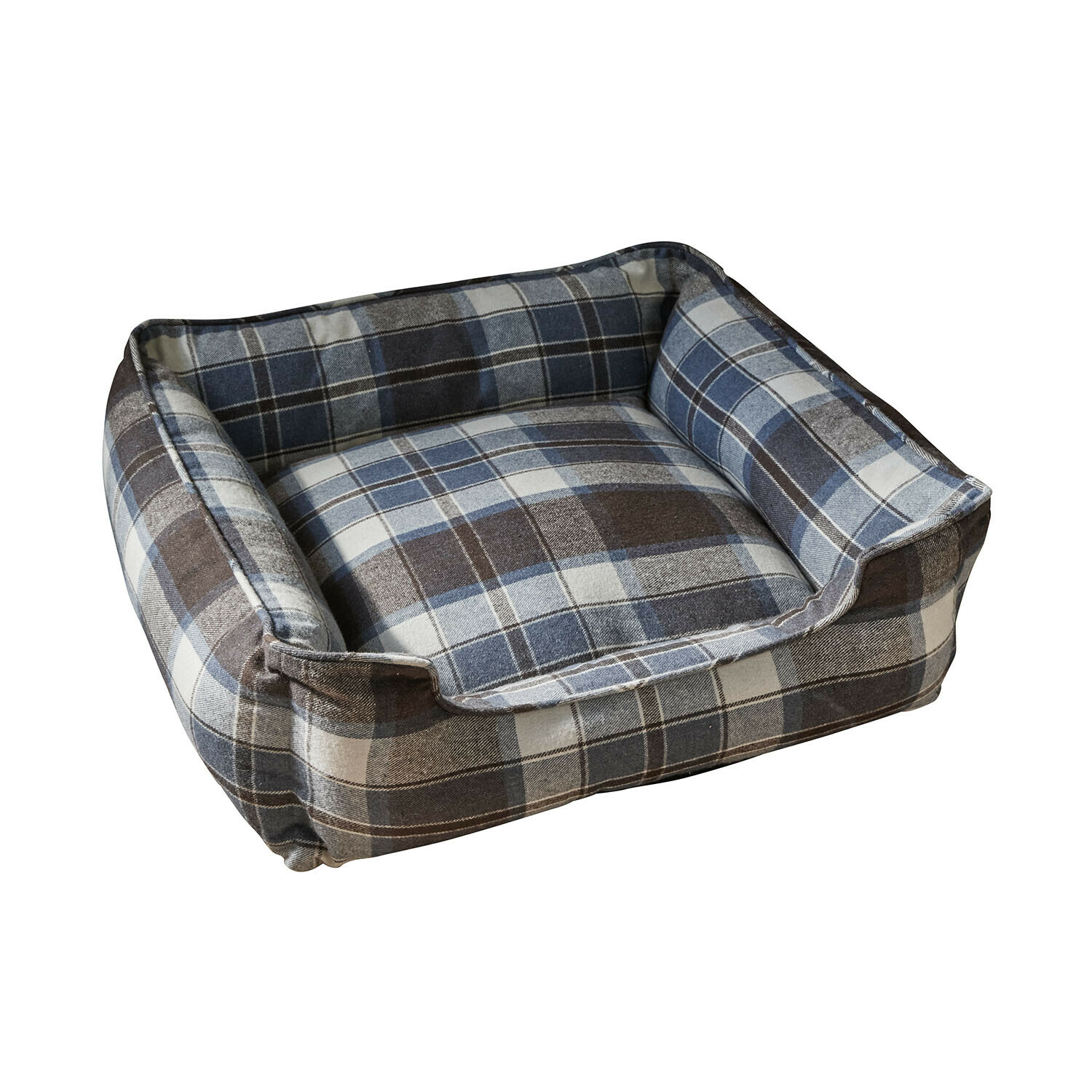 Lit pour animaux Creswyn Panier pour chien à carreaux bleu et marron, tissu doux, confortable pour animaux domestiques