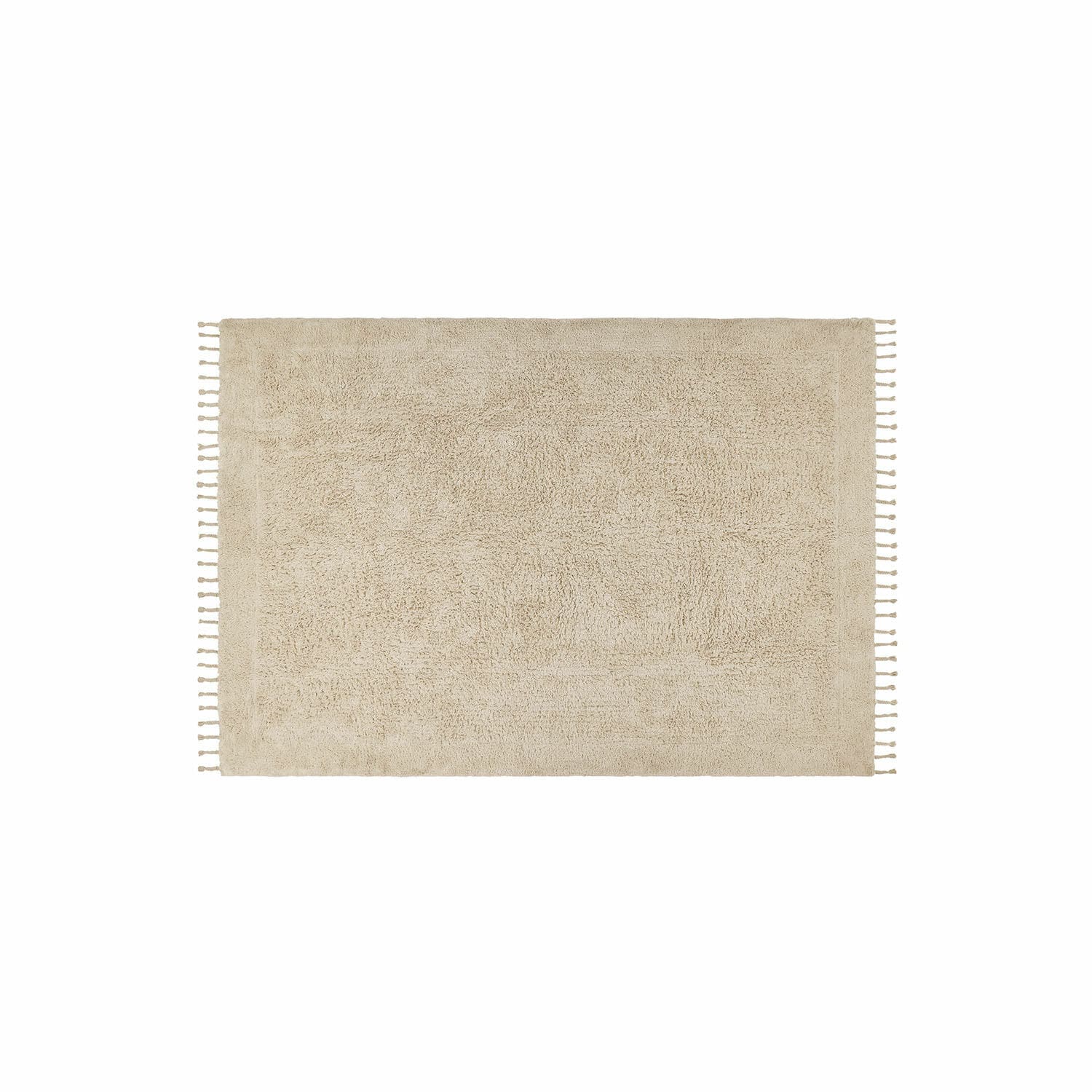 Tapis Avenagh Tapis en coton beige avec franges sur les côtés, doux et décoratif pour la maison