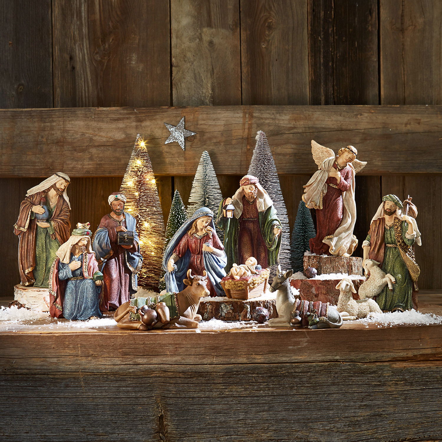 Lot de 11 figurines de crèche Christi