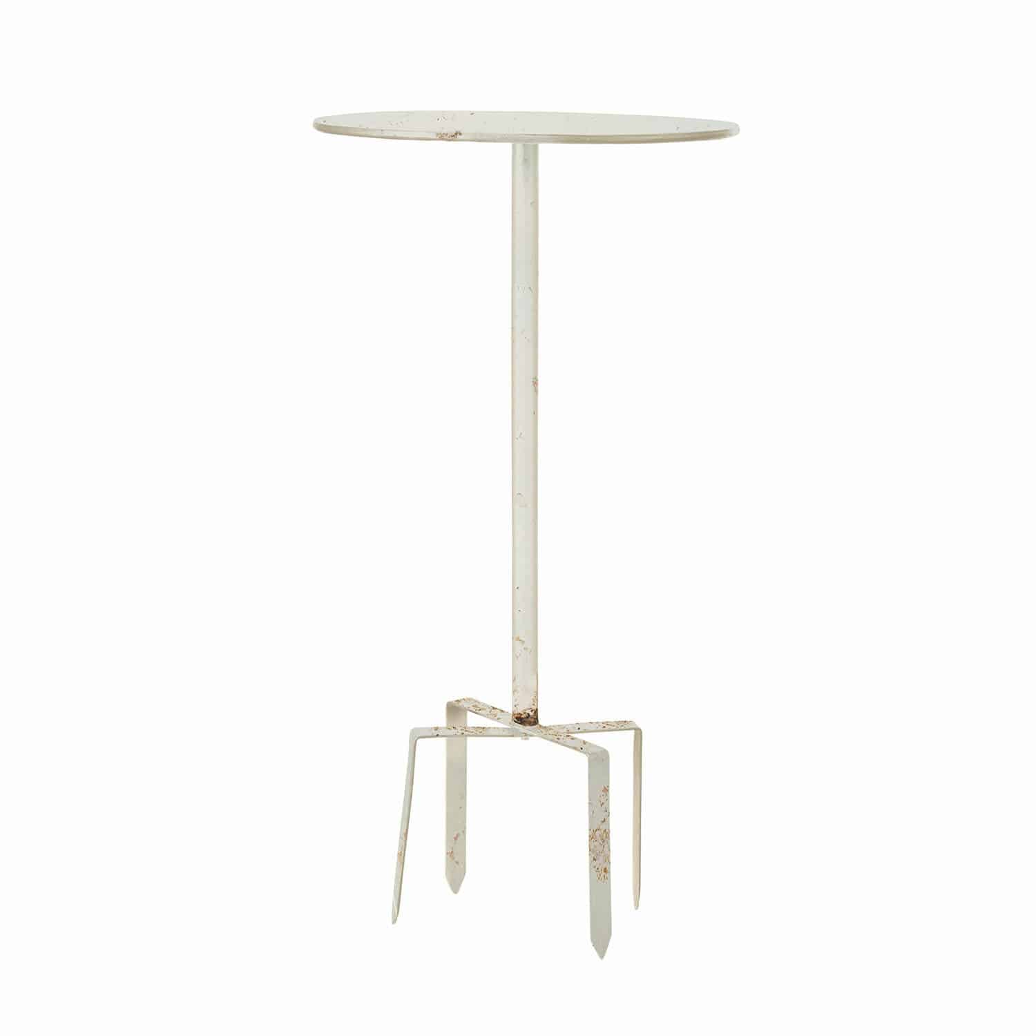Table d'appoint Fermont en métal blanc antique, parfaite pour la décoration intérieure et extérieure.
