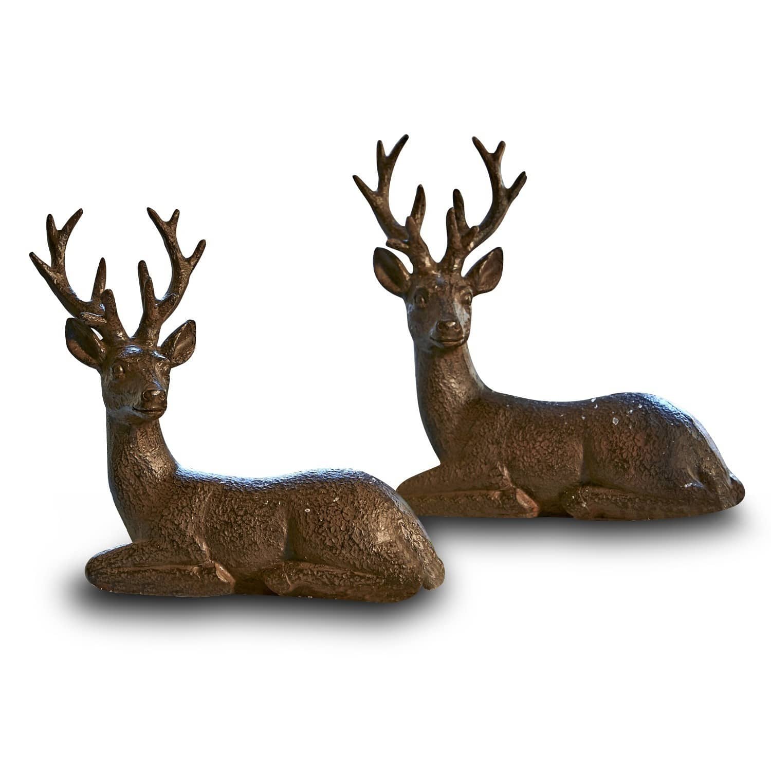 Ensemble de 2 cerfs décoratifs Janville Deux cerfs décoratifs en métal brun pour décoration intérieure et extérieure