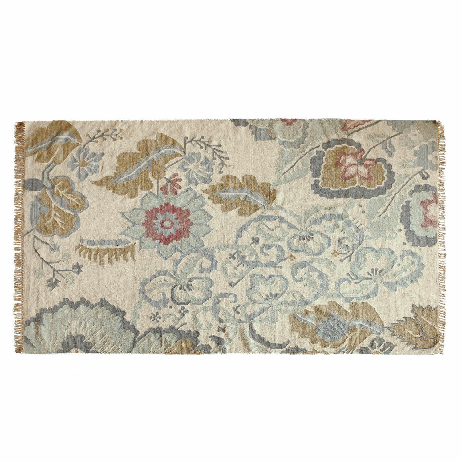 Tapis Sussex Tapis en laine naturelle crème avec motif floral aux tons pastel pour décoration intérieure
