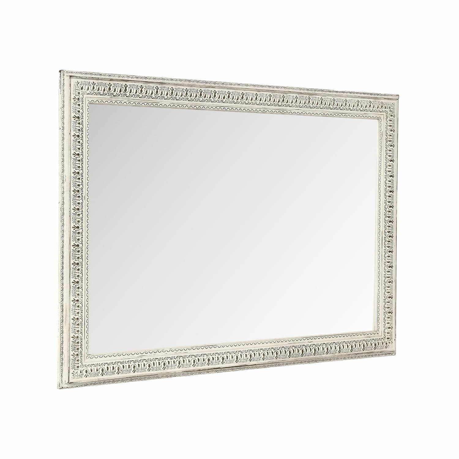 Miroir Vinciano Miroir rectangulaire avec cadre en bois blanc sculpté pour décoration intérieure