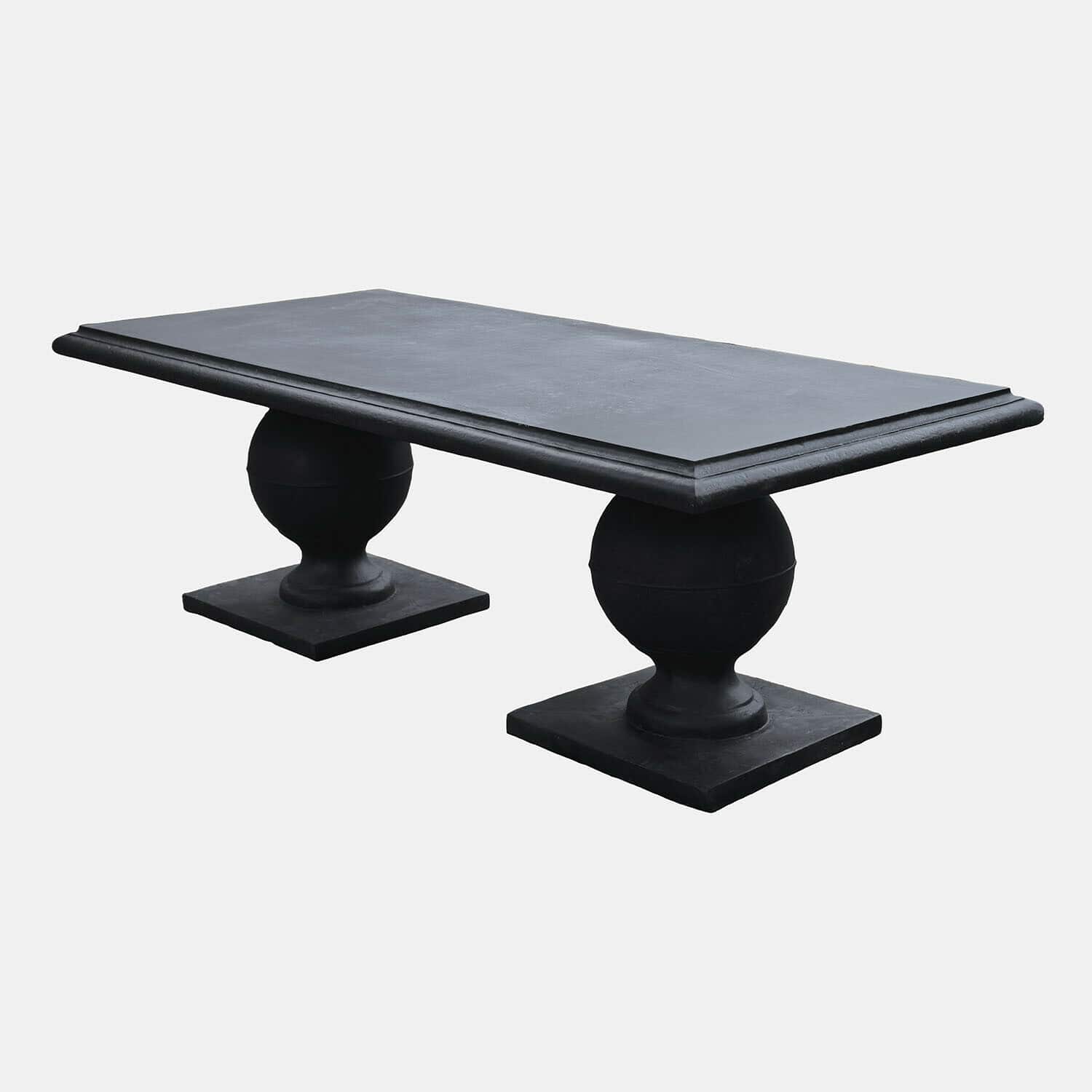 Table Talvero en bois couleur brun antique avec plateau massif et pieds ronds, meuble de salon