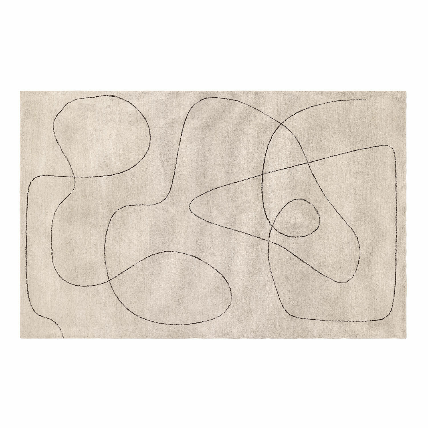 Tapis Lavinois Tapis beige avec motif abstrait noir, matière douce, design moderne pour salon contemporain
