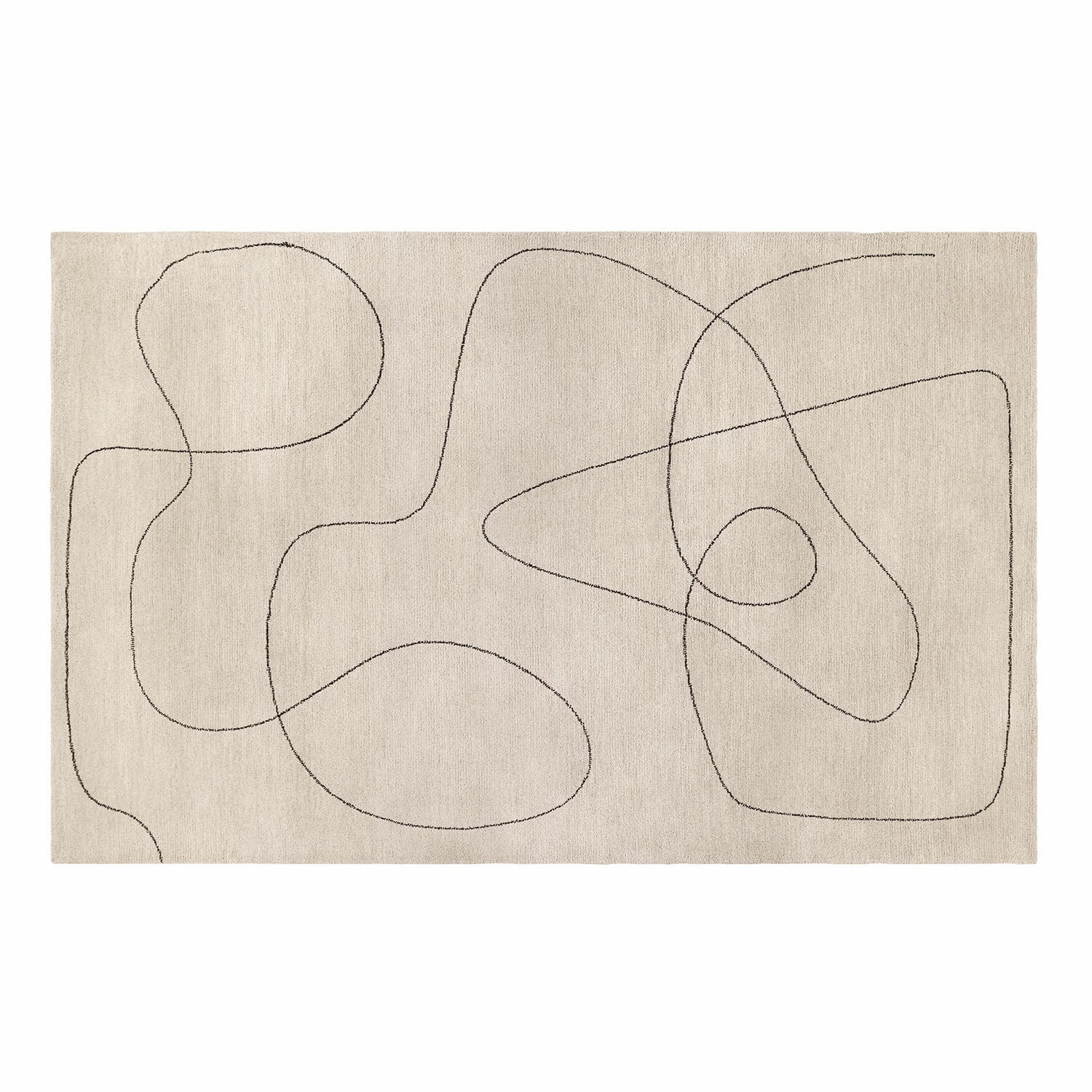 Tapis Lavinois Tapis beige avec motif abstrait noir, matière douce, design moderne pour salon contemporain