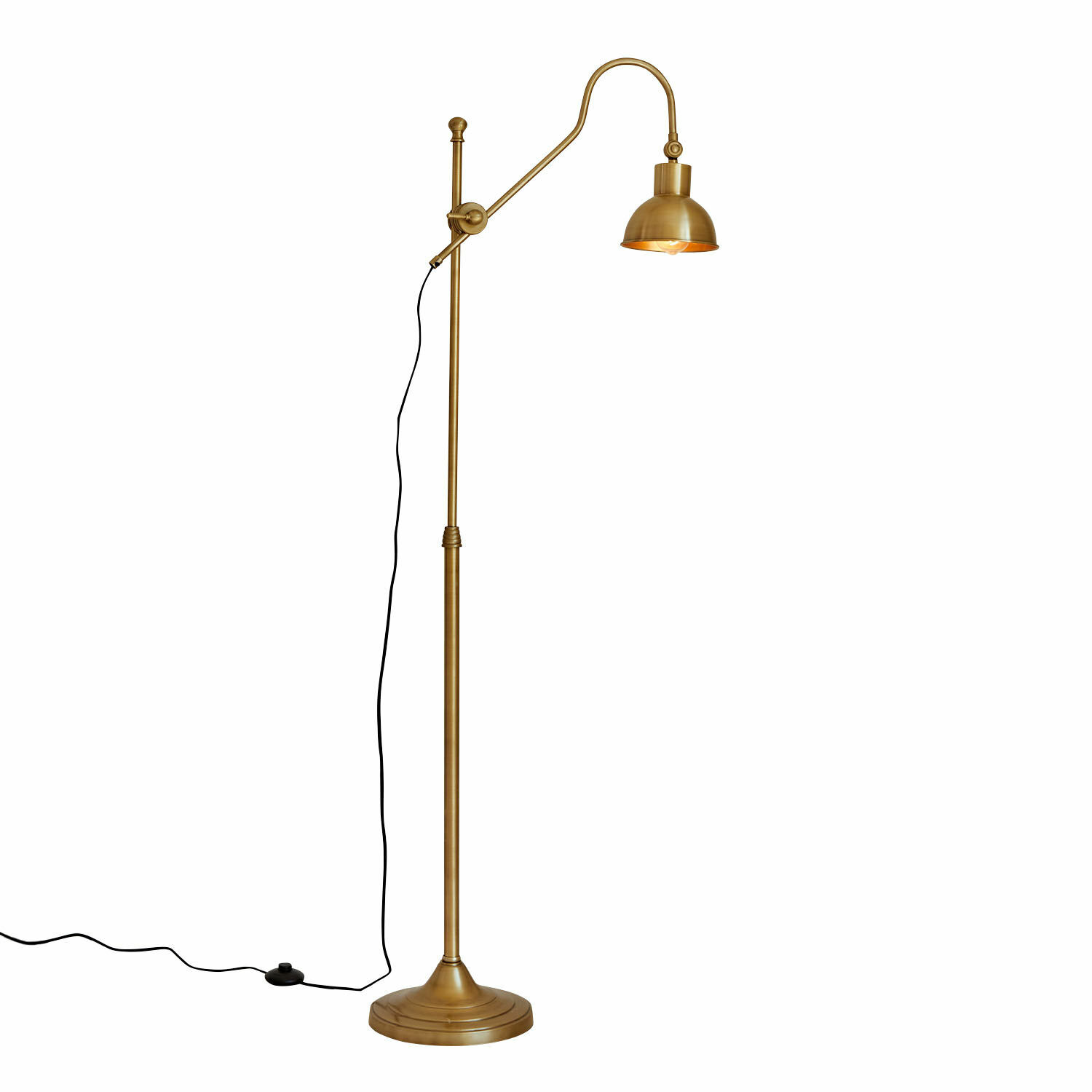 Lampe sur pied Delacroille Lampadaire en métal doré avec bras réglable pour un éclairage intérieur élégant