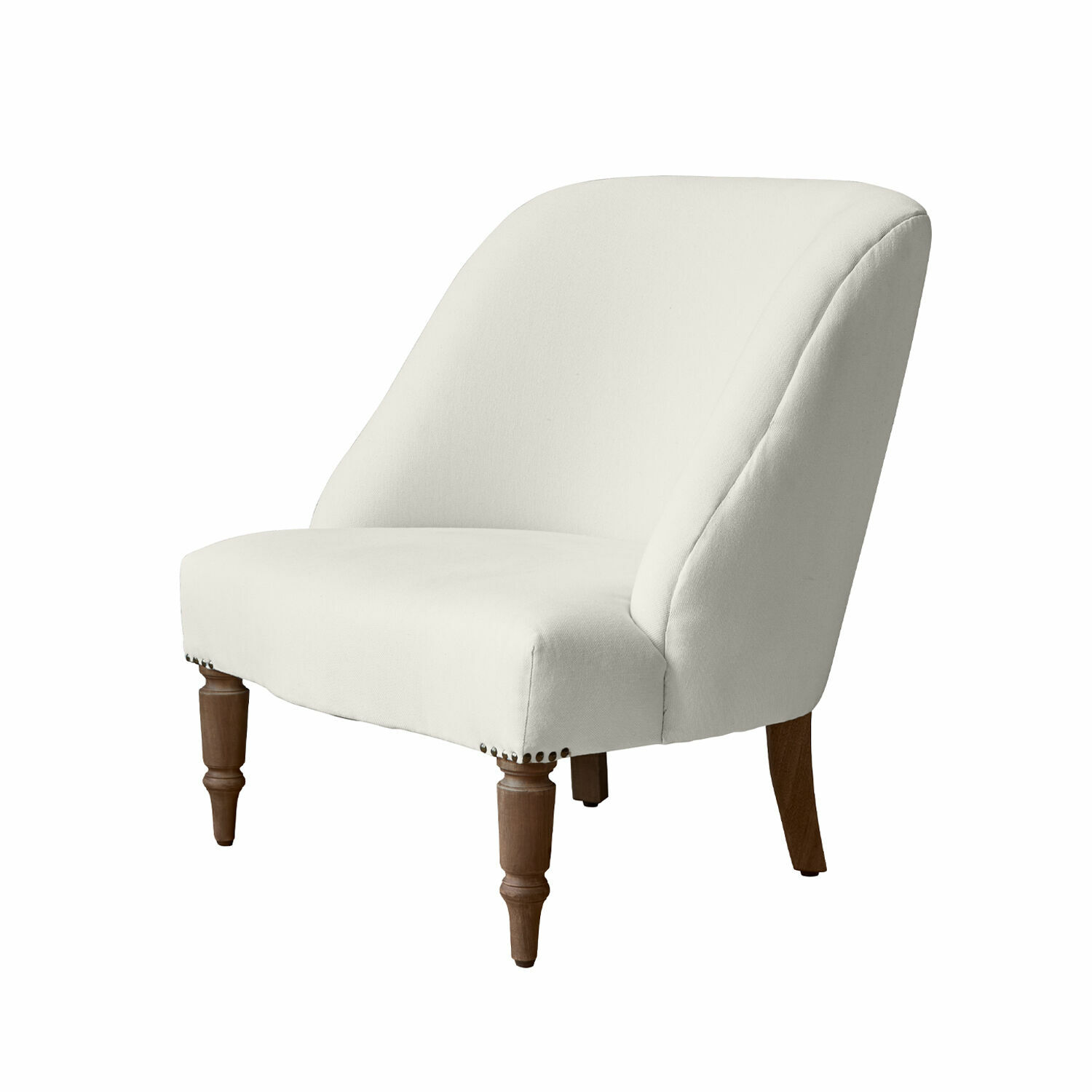 blanc Fauteuil Maplewood blanc avec pieds en bois, siège élégant pour salon moderne