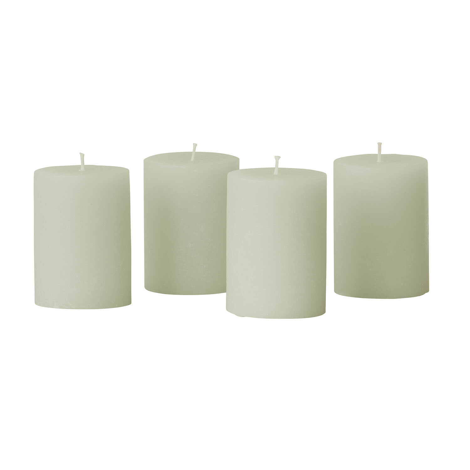 sauge Lot de 4 bougies cylindriques couleur sauge, décoratives pour ambiance chaleureuse