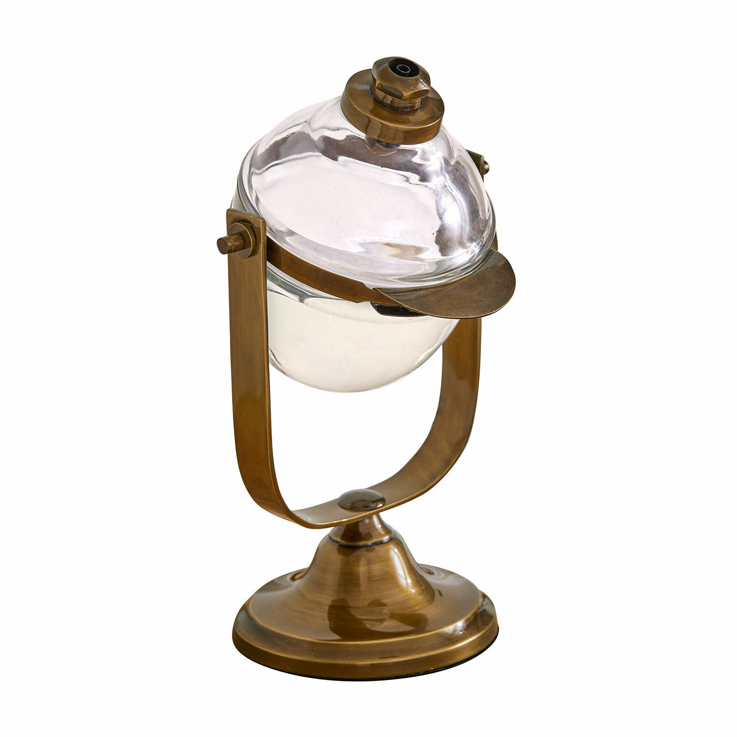 Distributeur de savon Tuiren Récipient en verre sur support en laiton couleur or ancien pour décoration et rangement