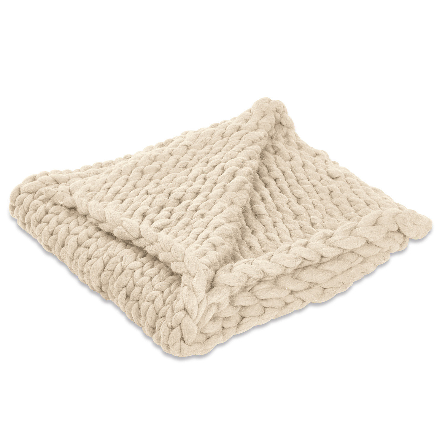 Plaid crème Hughes en laine épaisse tissée, parfait pour une ambiance chaleureuse et déco cosy.