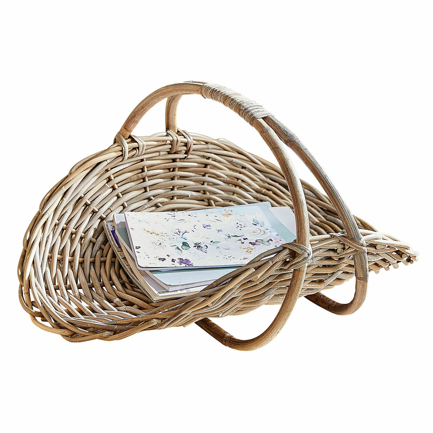 Panier Drillaux Panier en osier naturel avec poignée, parfait pour ranger des magazines ou objets décoratifs