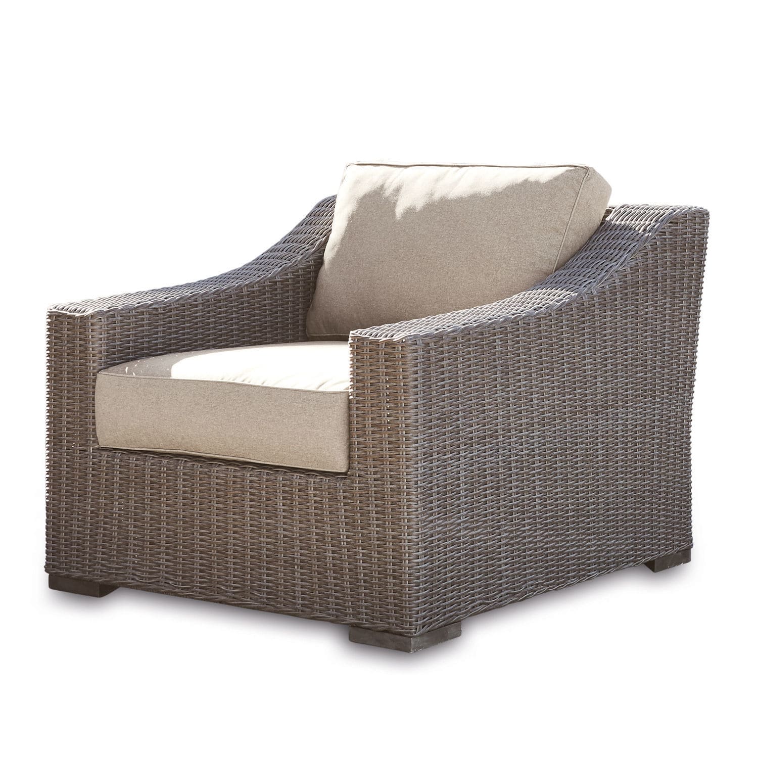 Fauteuil Chestingdale Fauteuil en rotin marron avec coussins beige, parfait pour jardin et terrasse