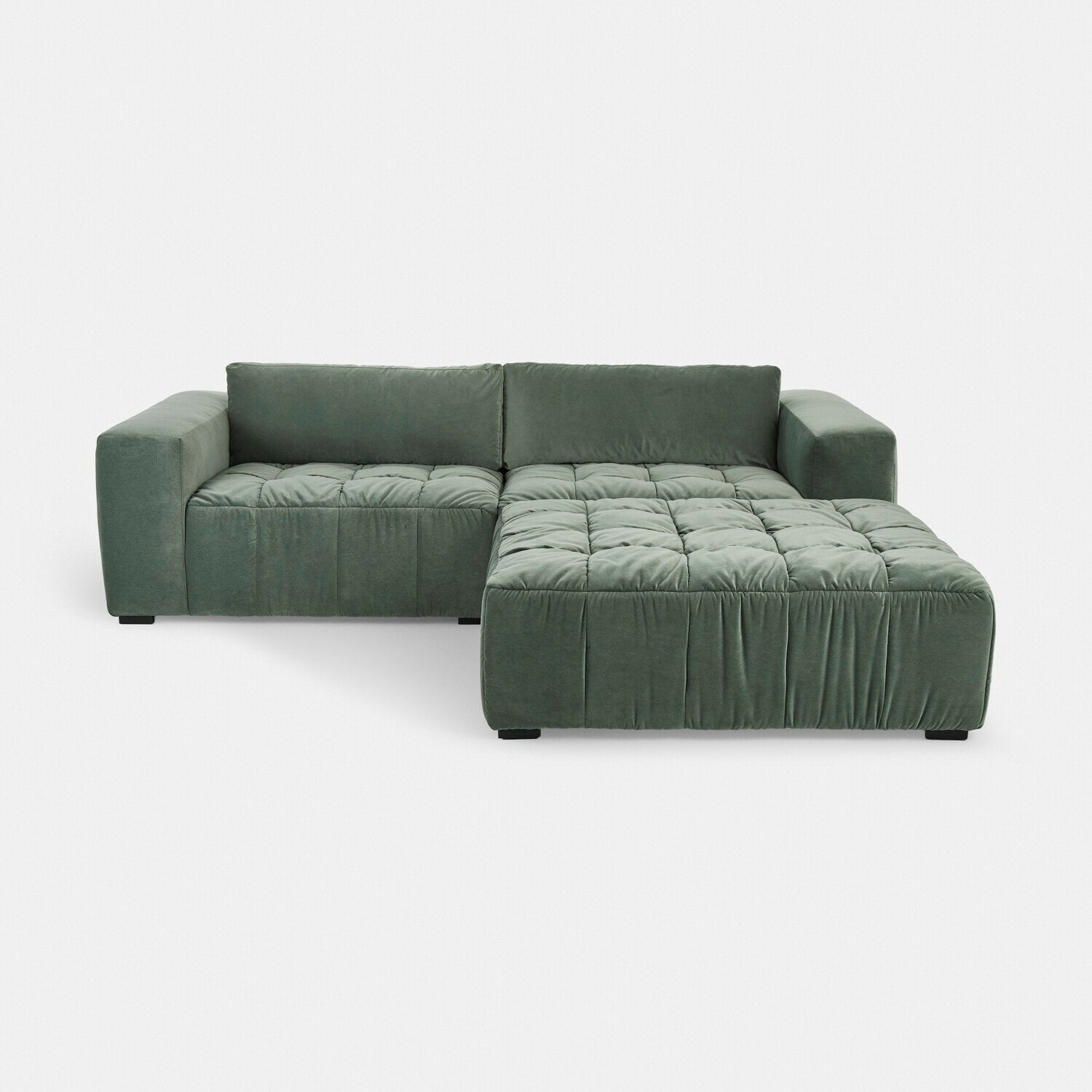 Canapé Ottolline Canapé d'angle vert en tissu doux, design moderne pour un salon confortable et élégant