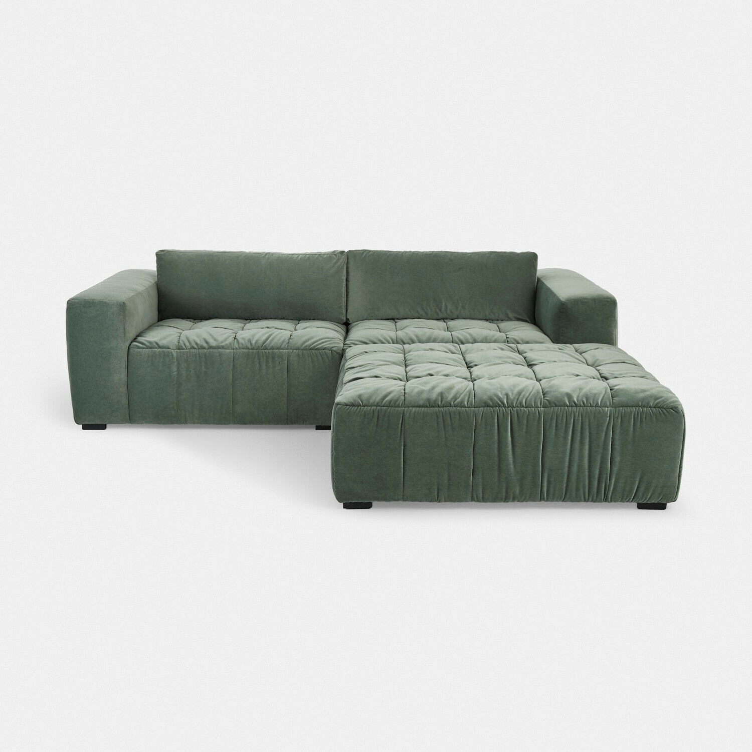 Canapé Ottolline Canapé d'angle vert en tissu doux, design moderne pour un salon confortable et élégant