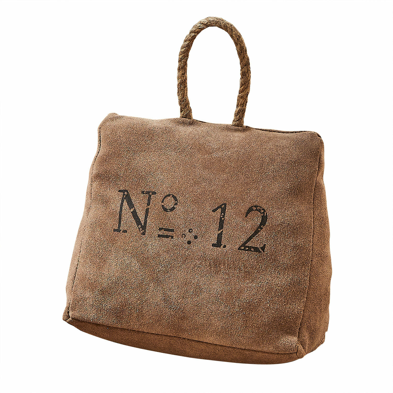 Bloque-porte Cardington Butée de porte en daim marron avec poignée et inscription numéro 12, accessoire pratique pour la maison