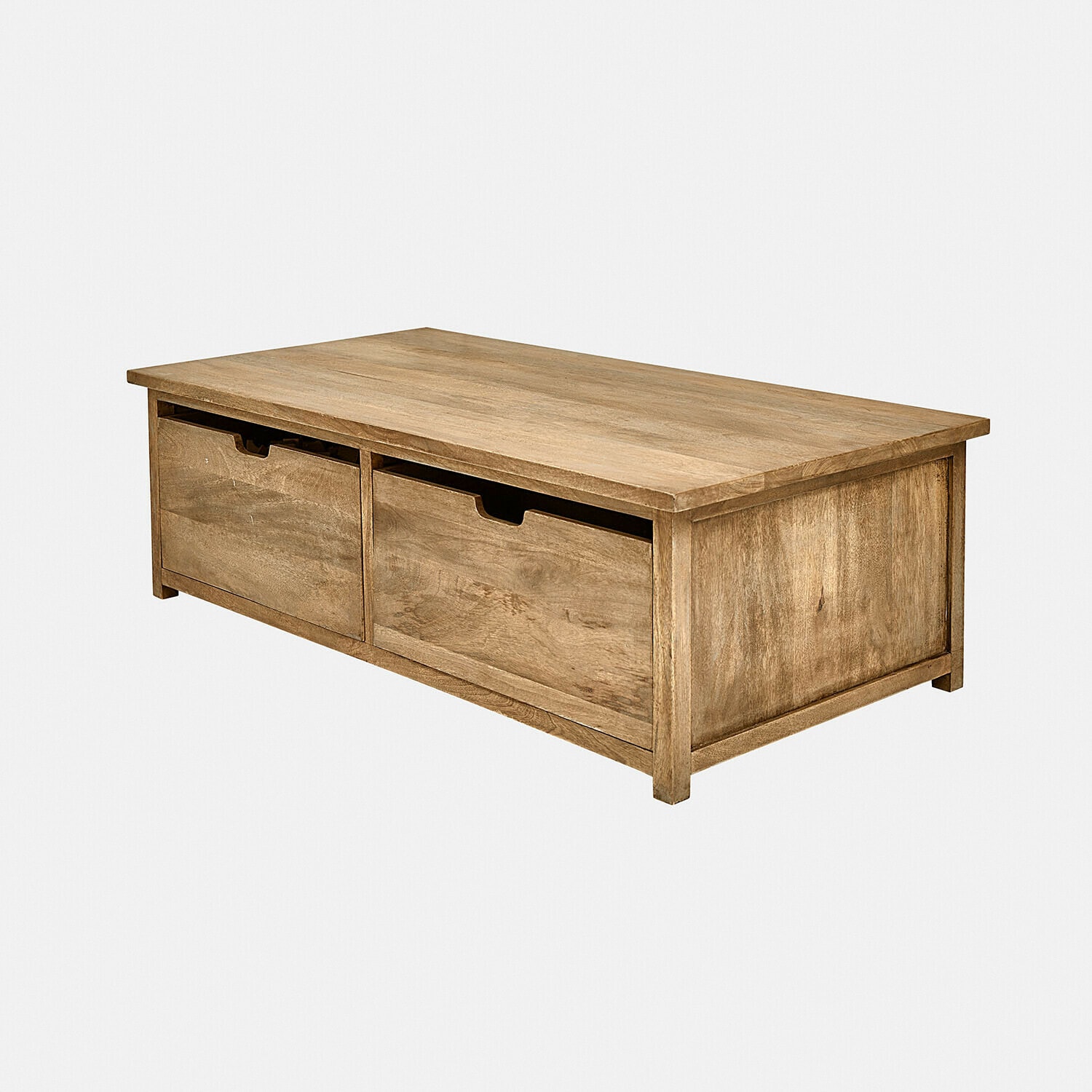 Table de jeu pour enfant Solanin Table basse en bois de manguier naturel avec deux tiroirs pour rangement pratique