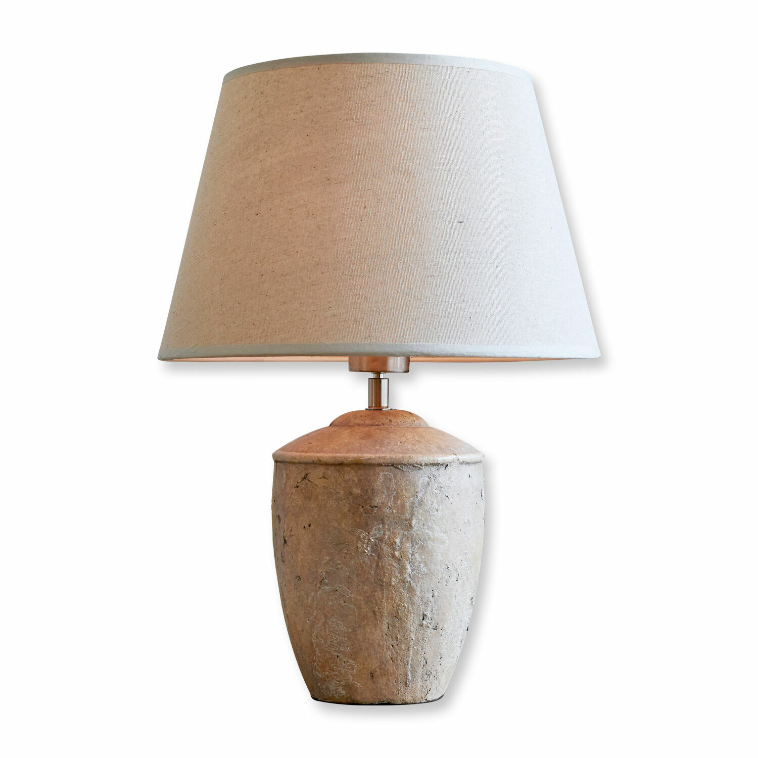 Lampe à poser Verfaille Lampe de table avec abat-jour beige et base en pierre naturelle, éclairage d'intérieur élégant