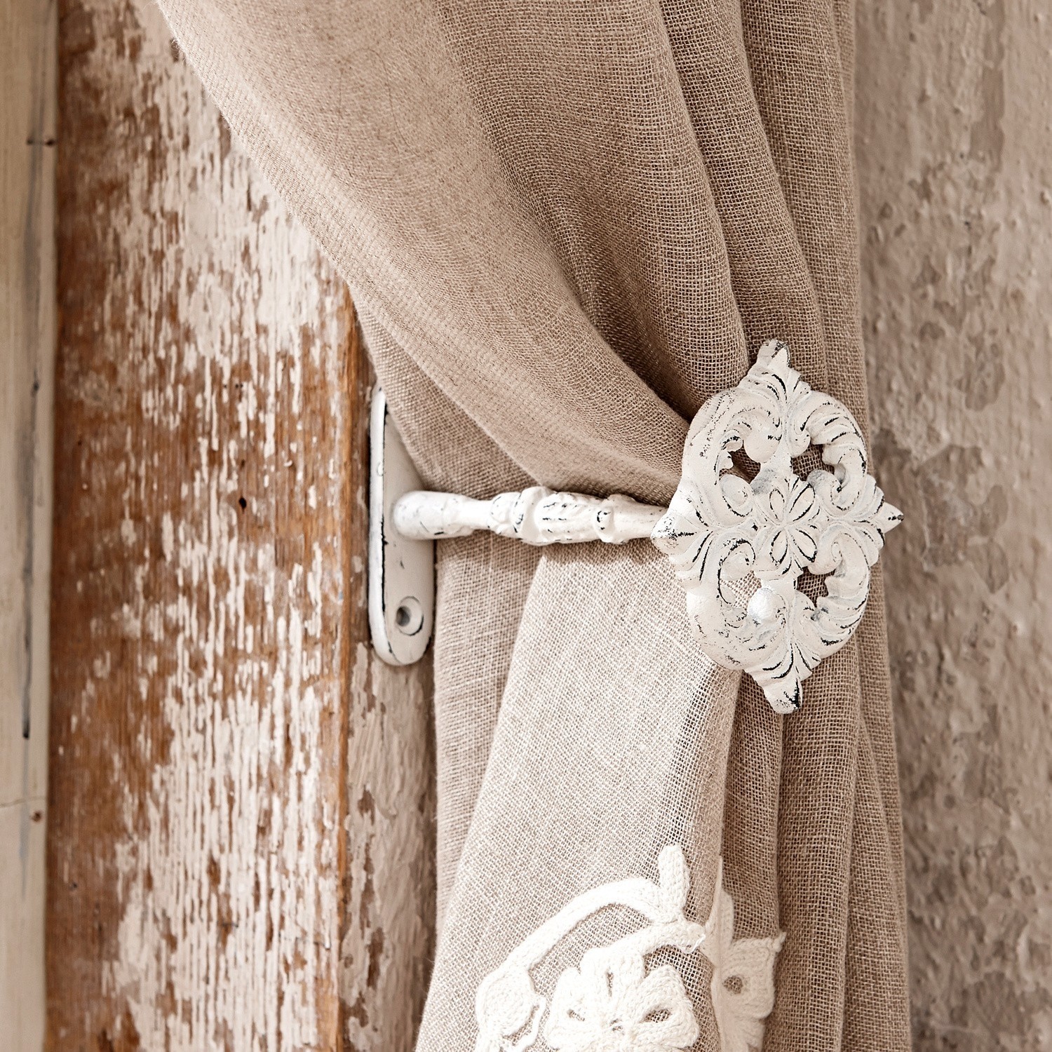 Embrasses Rideaux Décoratives Fleurs - Lot De 2, Blanc, Clip Métal, Sans Outil - 3