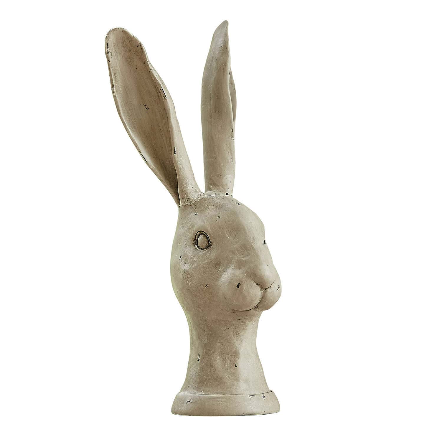 Lapin Najirah Tête de lapin décorative en céramique beige pour décoration intérieure et extérieure
