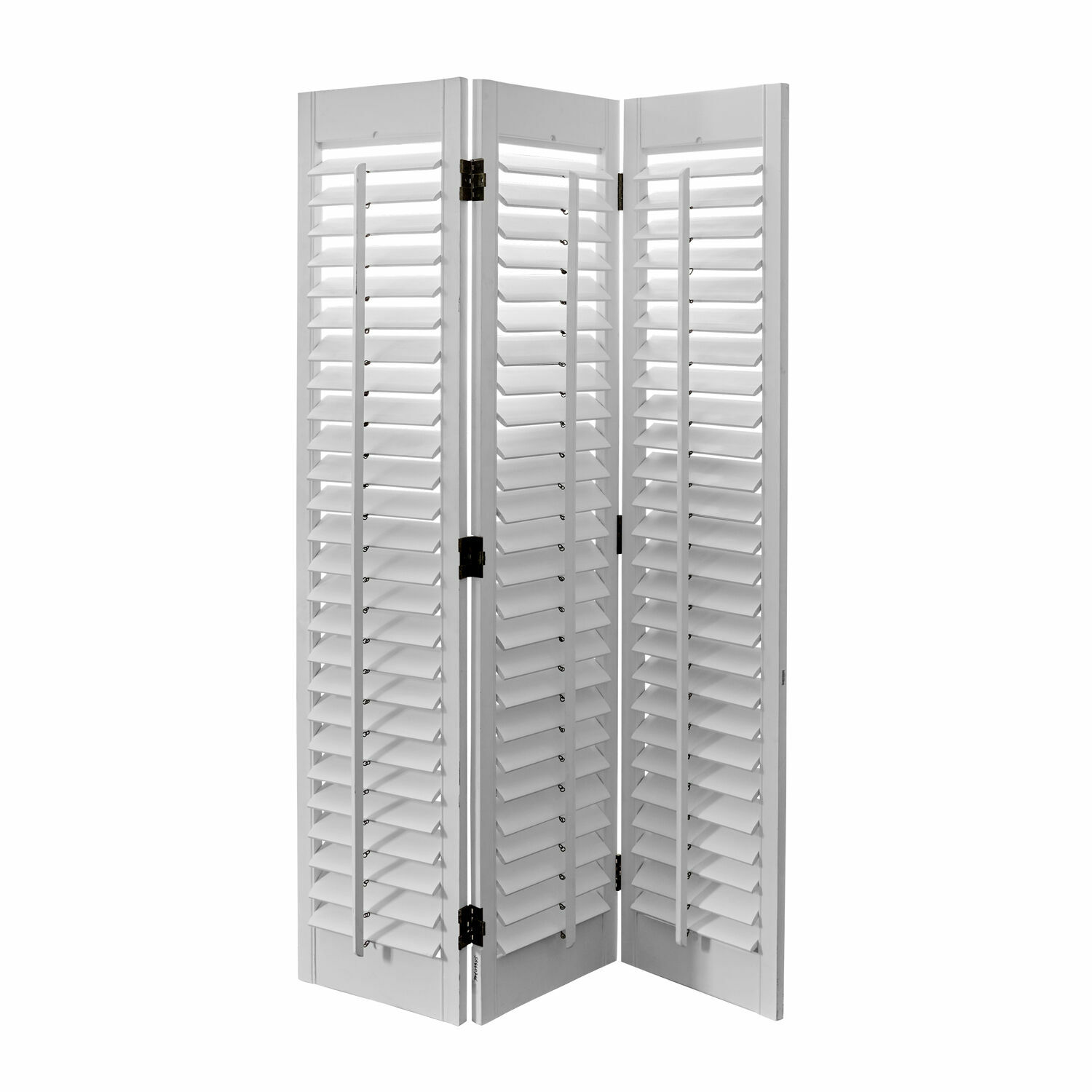 blanc Paravent Ventura blanc en bois avec lamelles réglables, idéal pour la décoration intérieure
