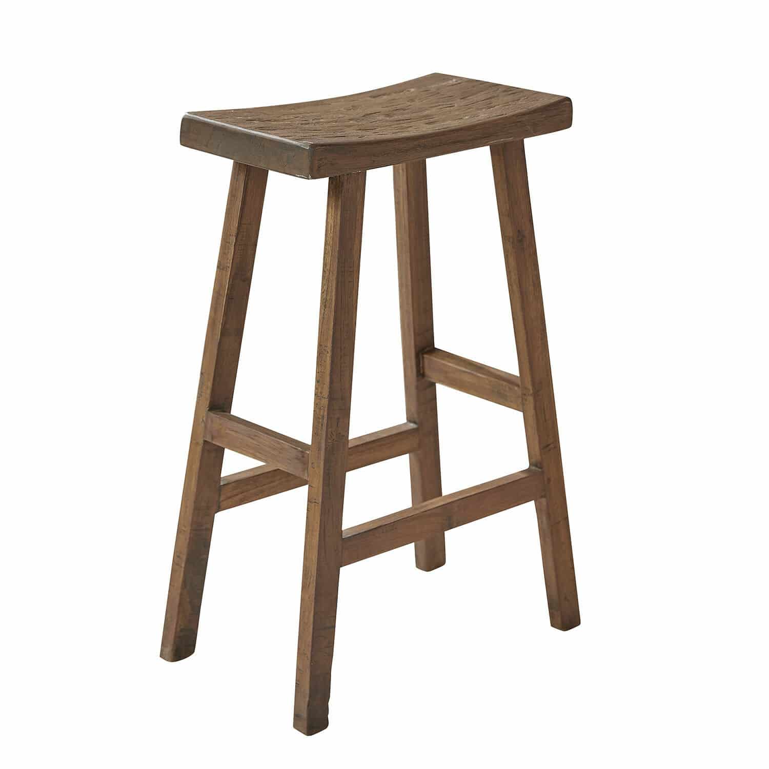 Tabouret Nael Tabouret en bois brun au design simple, parfait pour cuisine ou bar, mobilier rustique